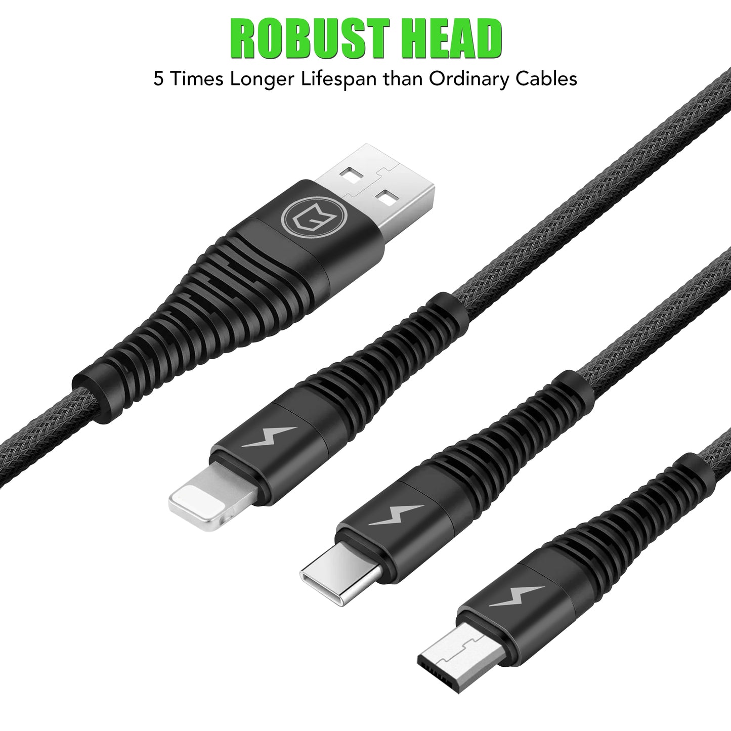 C3 3-in-1 Universal Braided USB Cable 1.2 Metre
