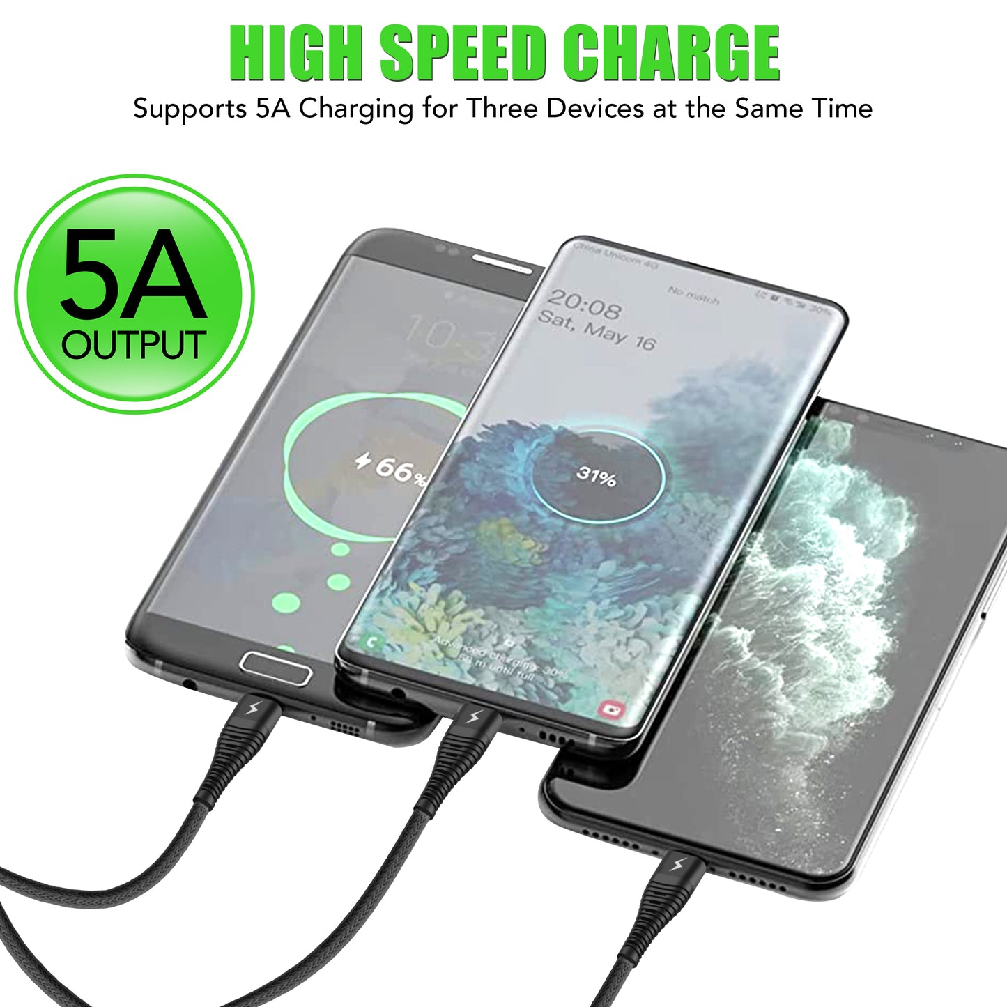 C3 3-in-1 Universal Braided USB Cable 1.2 Metre