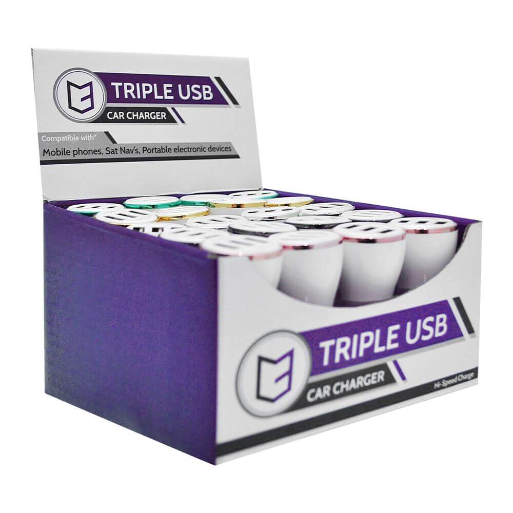 C3 Triple USB Car Charger Commercial Display Unit of 20pcs