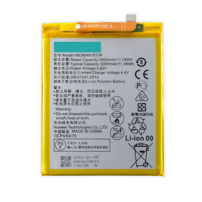 For Huawei P Smart 2018 / P9 / P9 Lite / P10 Lite / Honor 8 / Y6 2018 / Y7 2018 / P20 Lite Replacement Battery 3000mAh - HB366481ECW