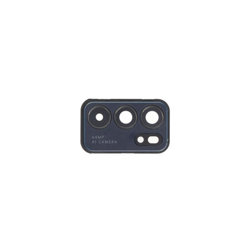 For Oppo Reno6 5G Replacement Rear Camera Lens With Cover Bezel Ring (Black)