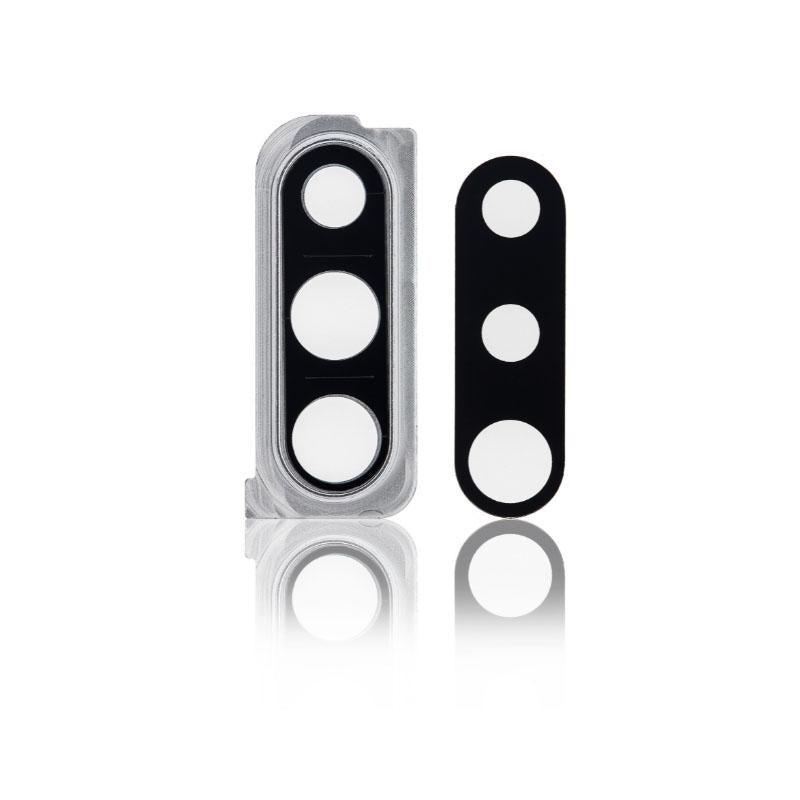 For Samsung Galaxy A30s A307 Replacement Rear Camera Glass Lens And Cover Bezel Ring (Silver)