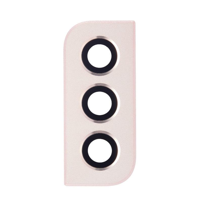 For Samsung Galaxy S22 5G S901B / S22+ S906E Replacement Rear Camera Lens With Cover Bezel Ring (Pink Gold)
