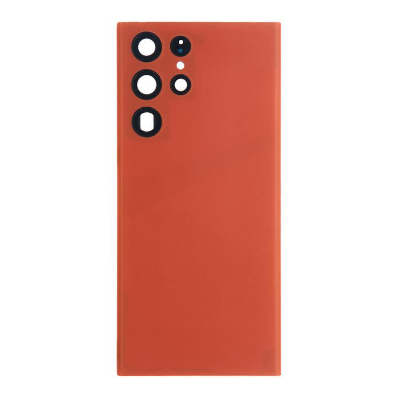 For Samsung Galaxy S22 Ultra Replacement Battery Cover With Lens (Sunrise Orange)