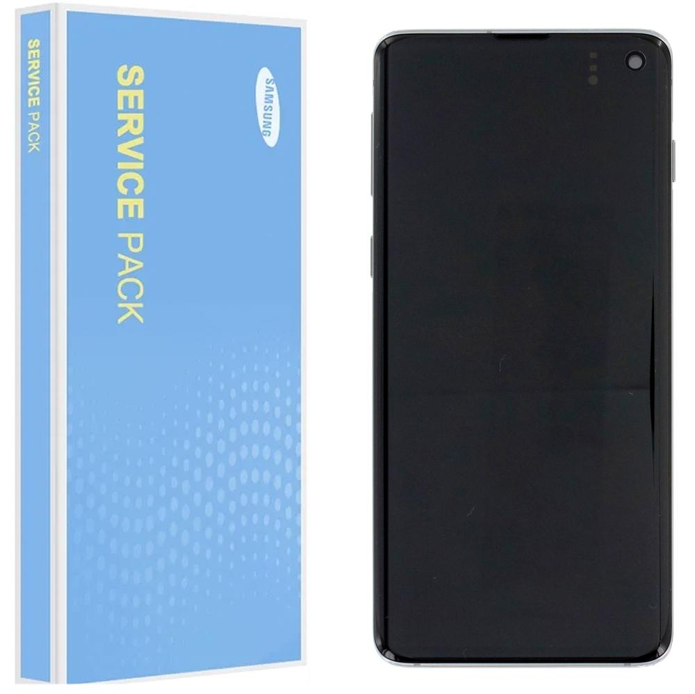 Samsung Galaxy S10 G973 Service Pack Prism White Full Frame Touch Screen Display GH82-18850B / GH82-18835B