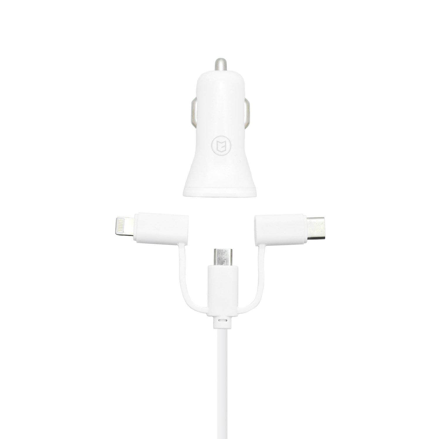 C3 2 AMP Car Charger iPhone, Micro USB, & Type C Compatible